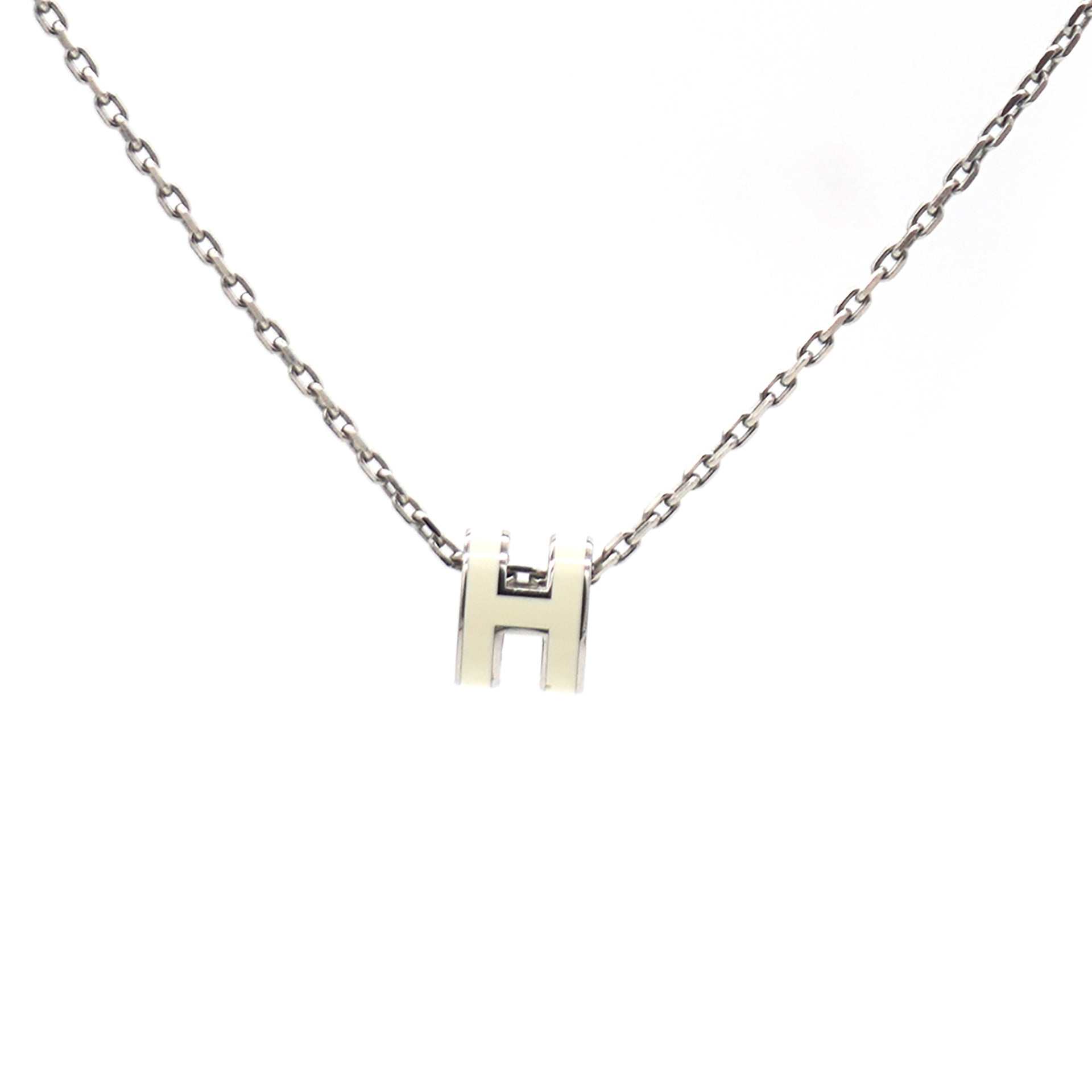 Pop H Mini White Lacquer Silver Plated Pendant