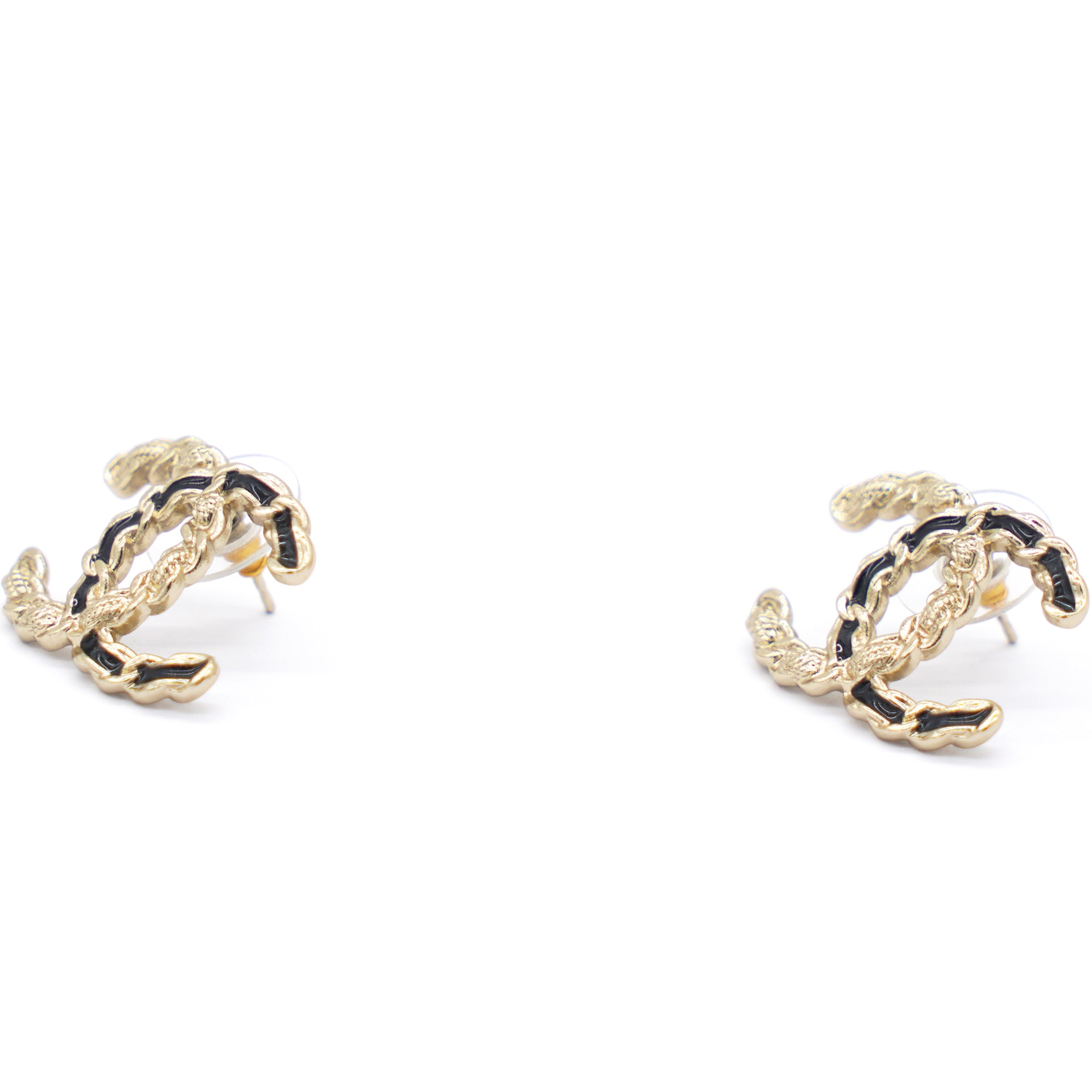 Chanel CC Beige Enamel Gold-Tone Drop Earrings – My Haute