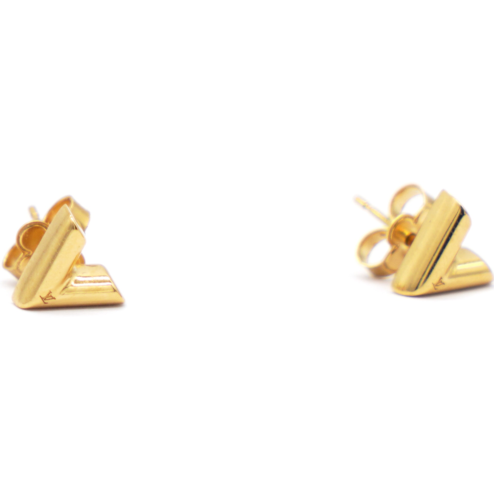 Louis Vuitton Essential V Gold Tone Stud Earrings Louis Vuitton