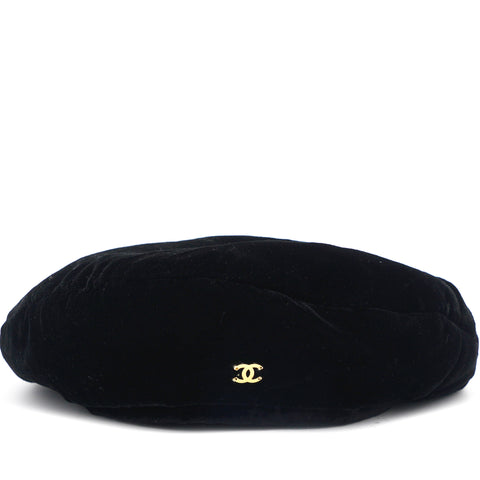 Velvet Black Barret Hat 55