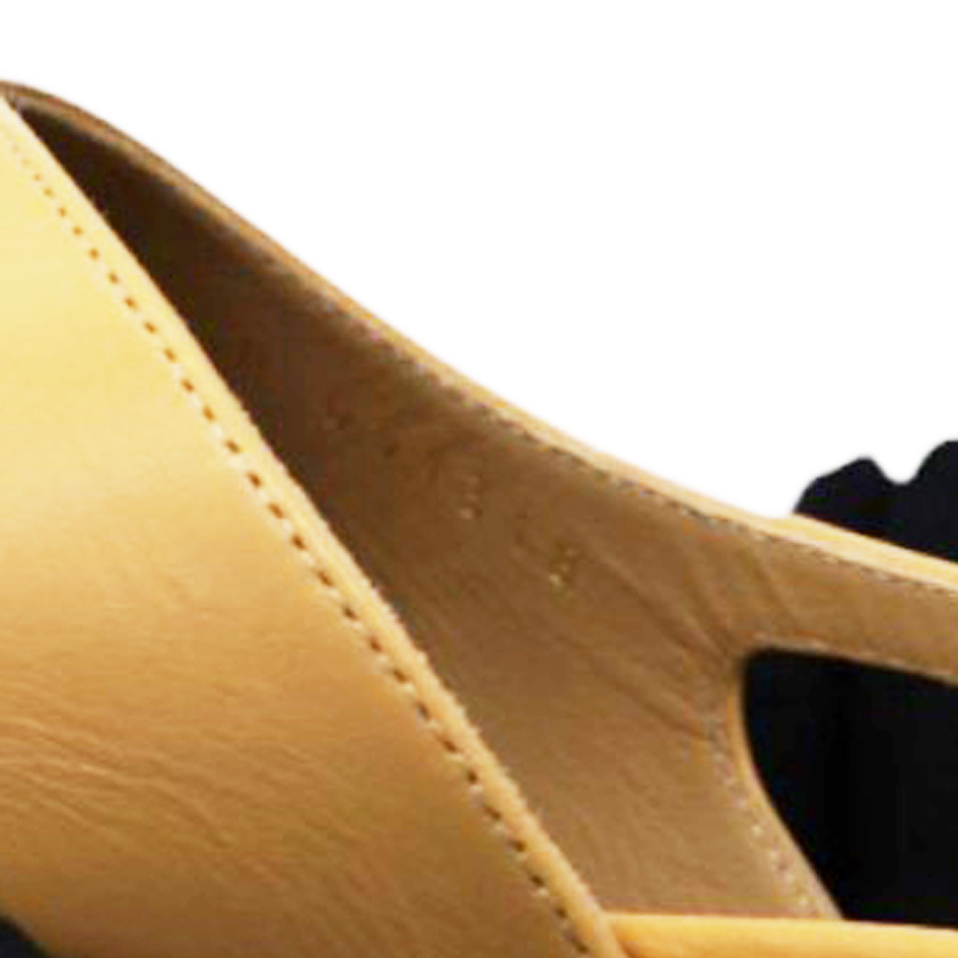 Goatskin Grosgrain Cap Toe CC Slingback Sandals Beige Black Size37