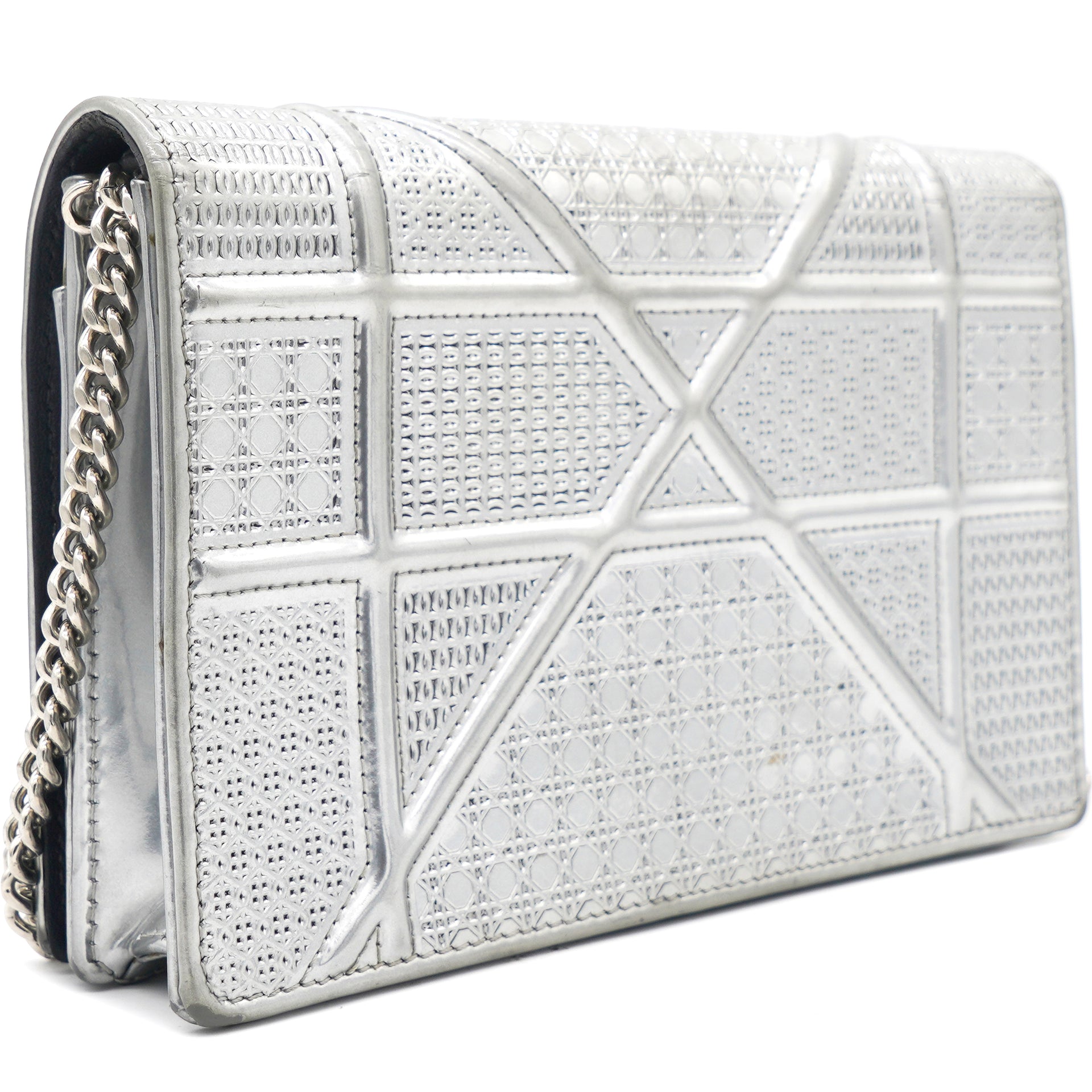 Silver Leather Diorama Wallet on Chain