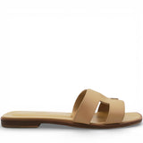 Beige Leather Oran Flat Slides Size37.5