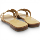 Beige Leather Oran Flat Slides Size37.5