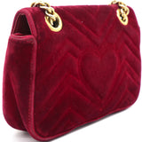 GG Marmont Small Velvet Quilted Shoulder Bag Red