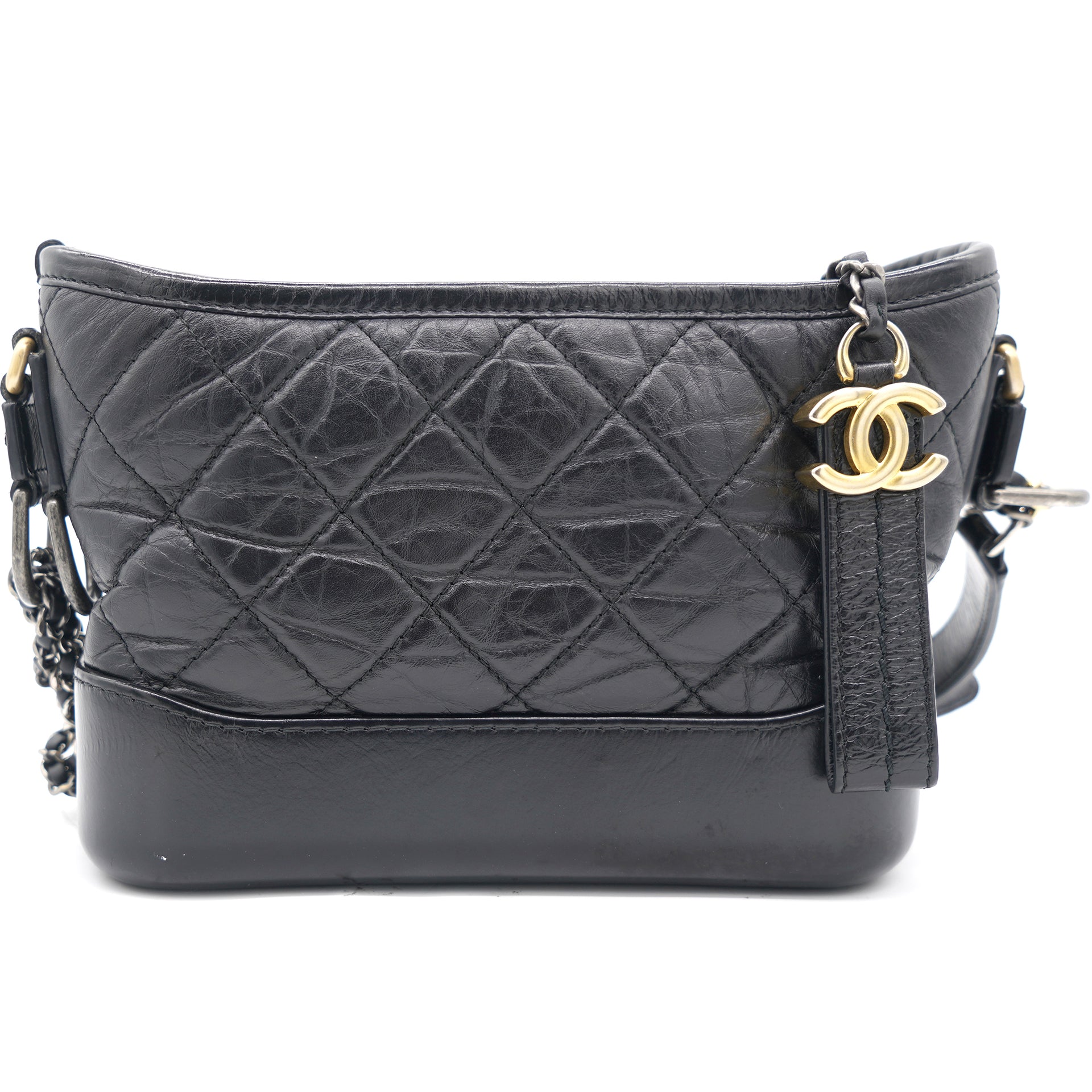 Chanel Small Gabrielle Hobo 20A Black Aged Calfskin with mixed