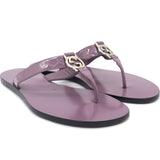 Double G Patent Leather Thong Sandals Purple 38