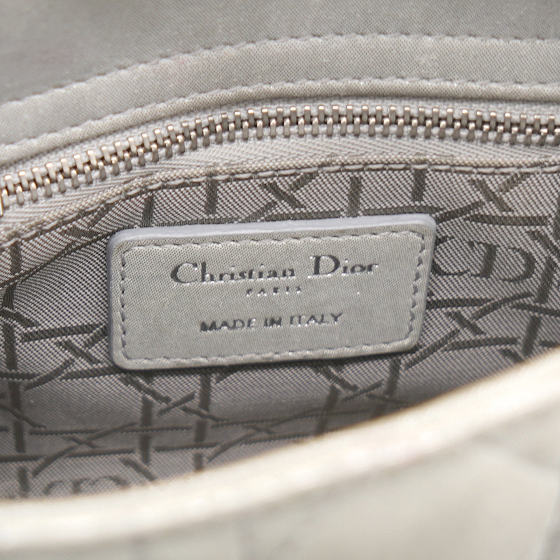 Grey Shimmering Leather Mini Lady Dior Tote