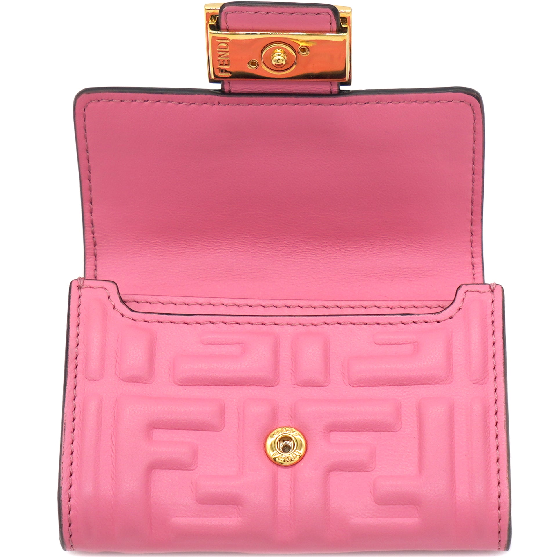 Baguette Micro Pink FF nappa leather wallet