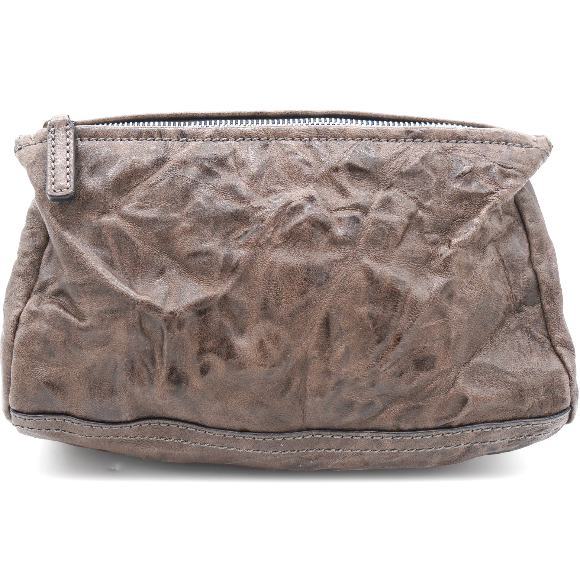Brown Crinkled Leather Mini Pandora Crossbody Bag