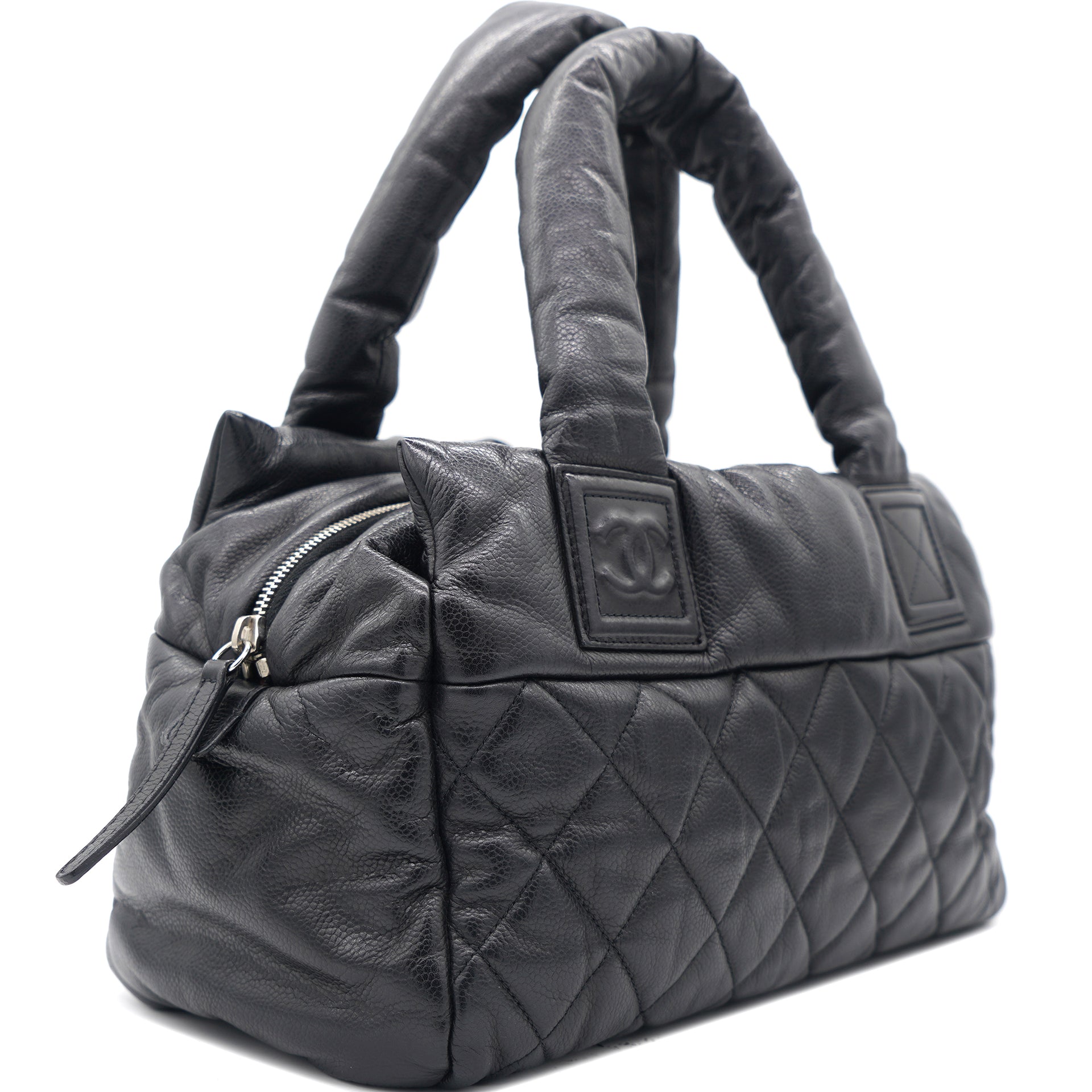 Leather Coco Cocoon Zipped Tote Black