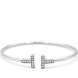 T Diamond Wire Bracelet 18K White Gold