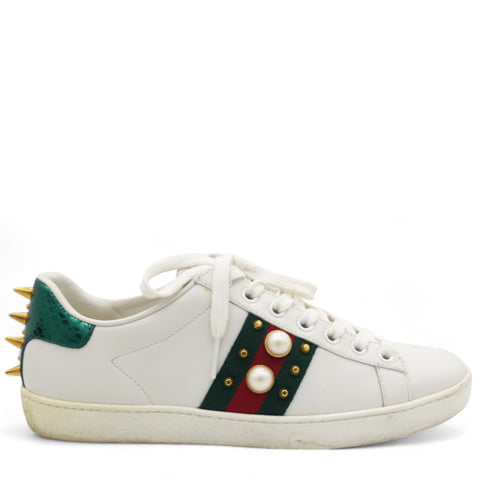 Ace Studded White / Red / Green Leather 36