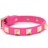 Calfskin Rockstud Bracelet Fluorescent Pink