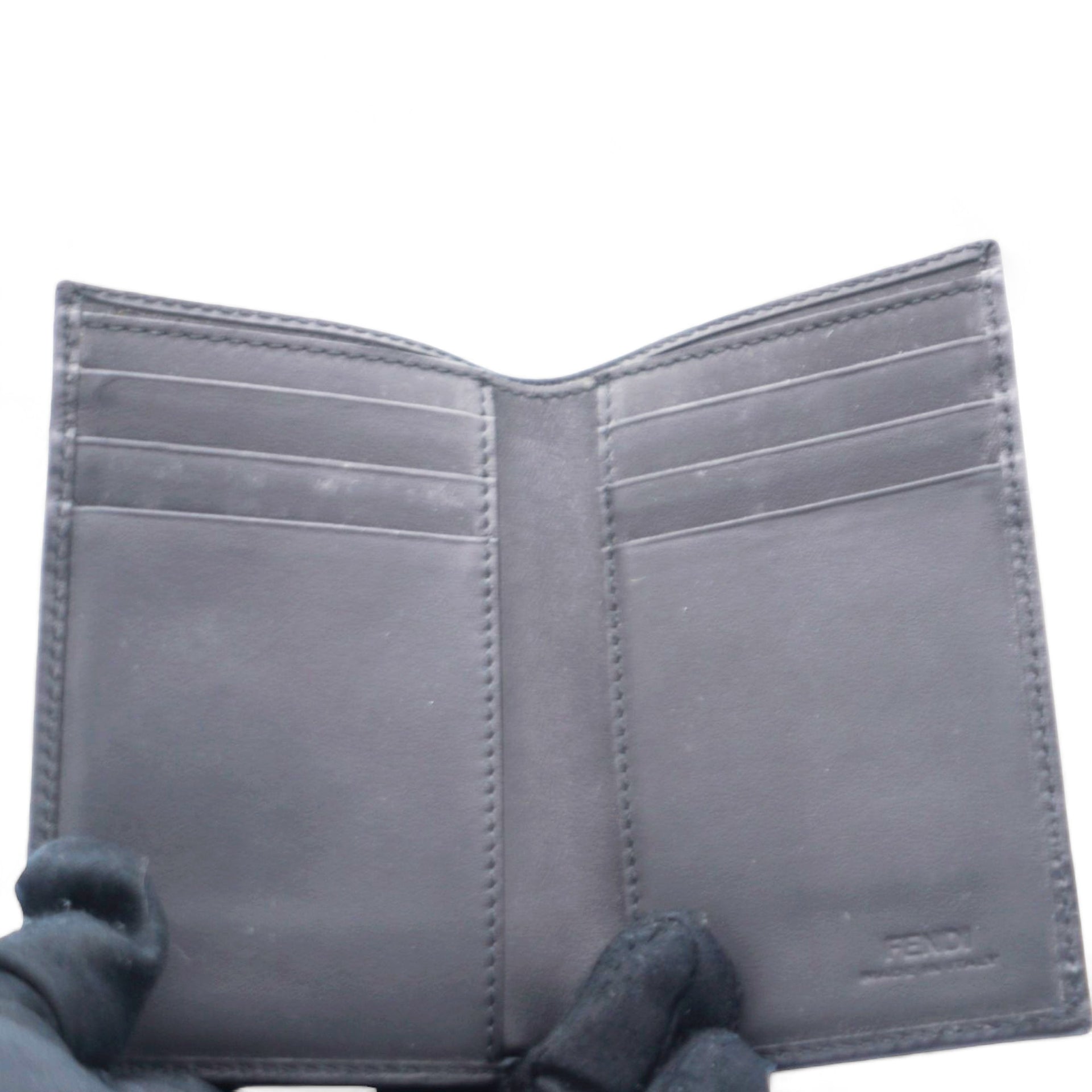 FENDI Business Card Holder Pass Case Zucca Two Fold Card Case Red/Black 