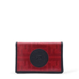 FENDI Business Card Holder Pass Case Zucca Two Fold Card Case Red/Black 
