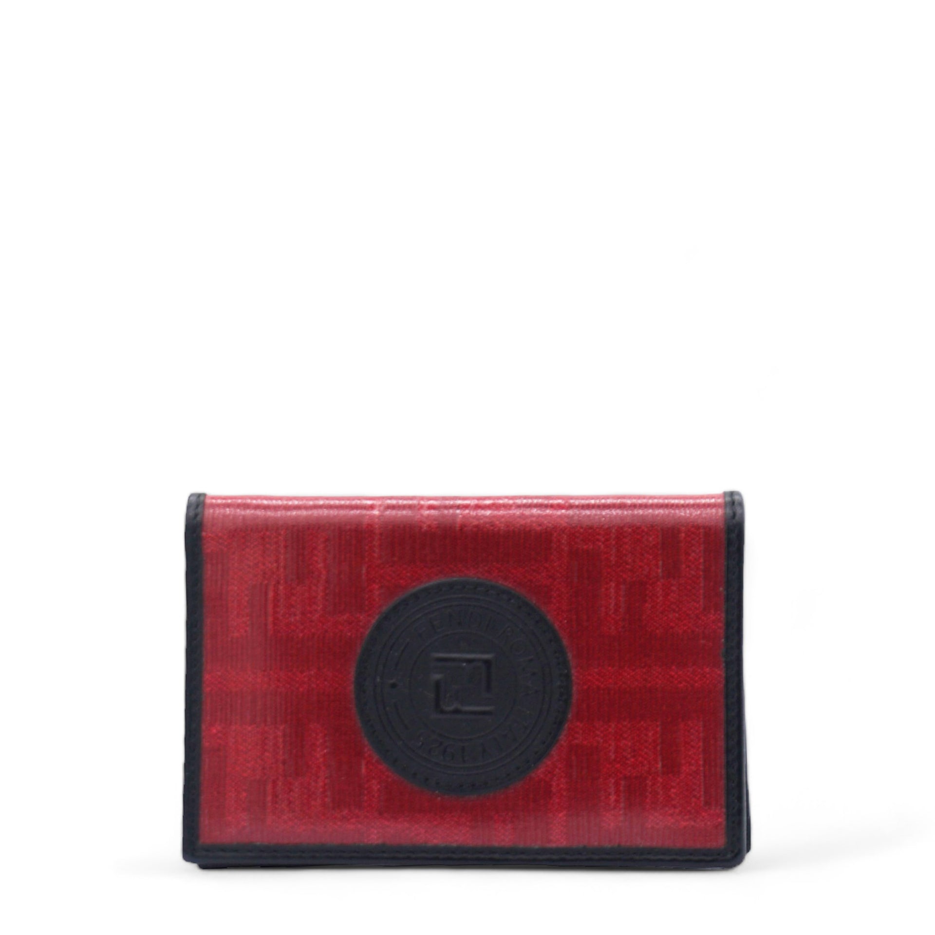 FENDI Business Card Holder Pass Case Zucca Two Fold Card Case Red/Black 