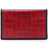 FENDI Business Card Holder Pass Case Zucca Two Fold Card Case Red/Black 
