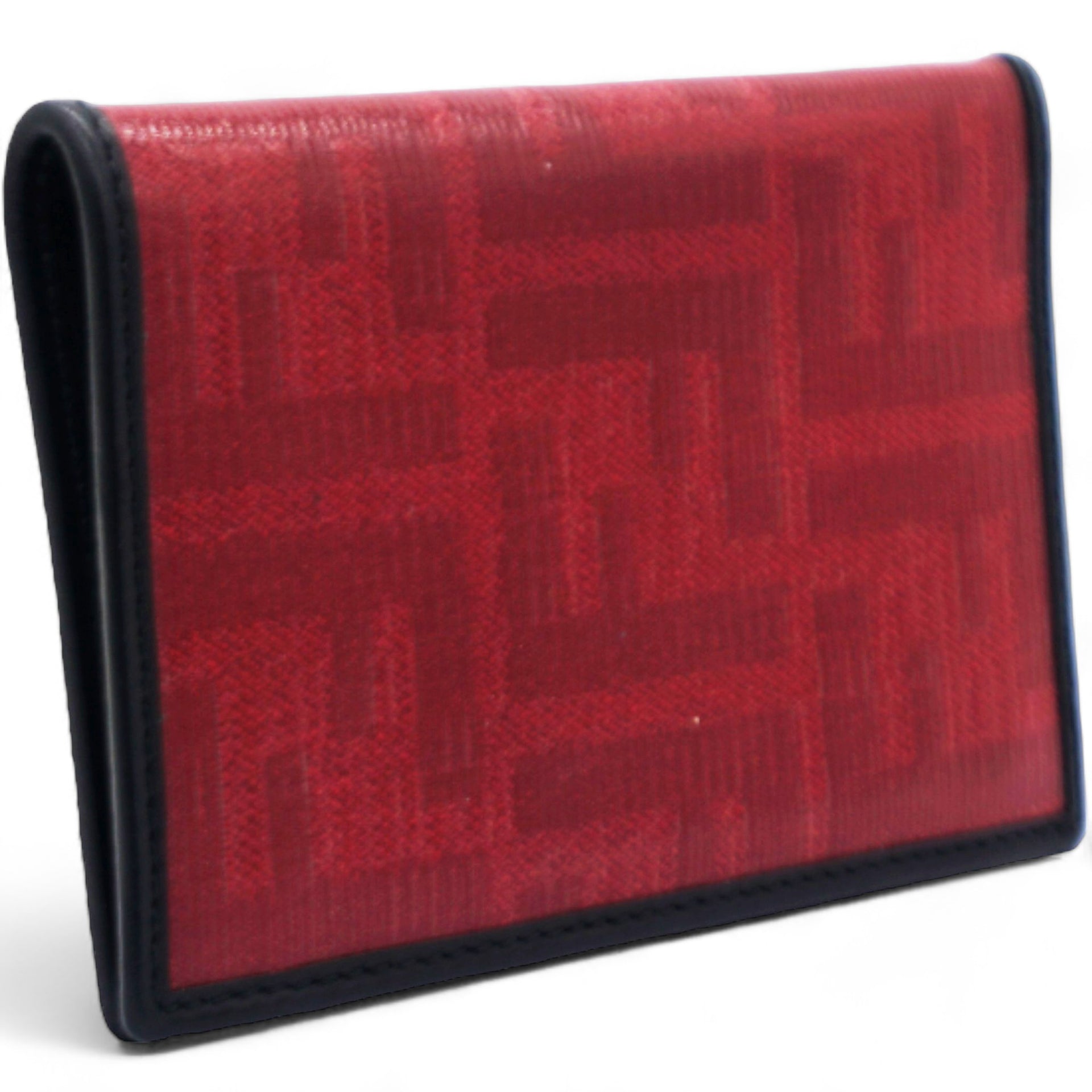 FENDI Business Card Holder Pass Case Zucca Two Fold Card Case Red/Black 