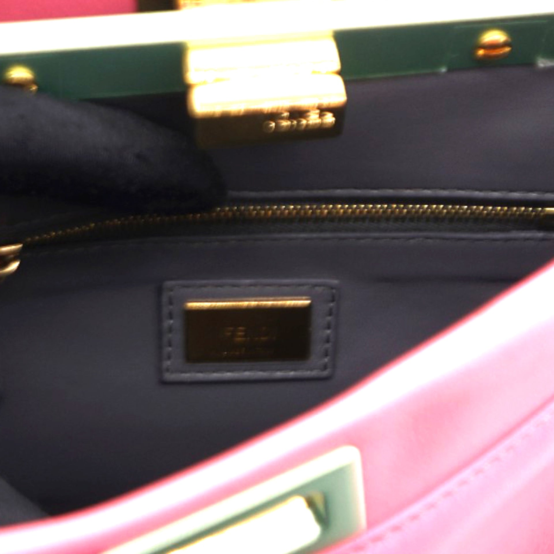 FENDI  Nappa Colorblock Mini Peekaboo Iconic Satchel Rosa Fluo Oxigen Slate 