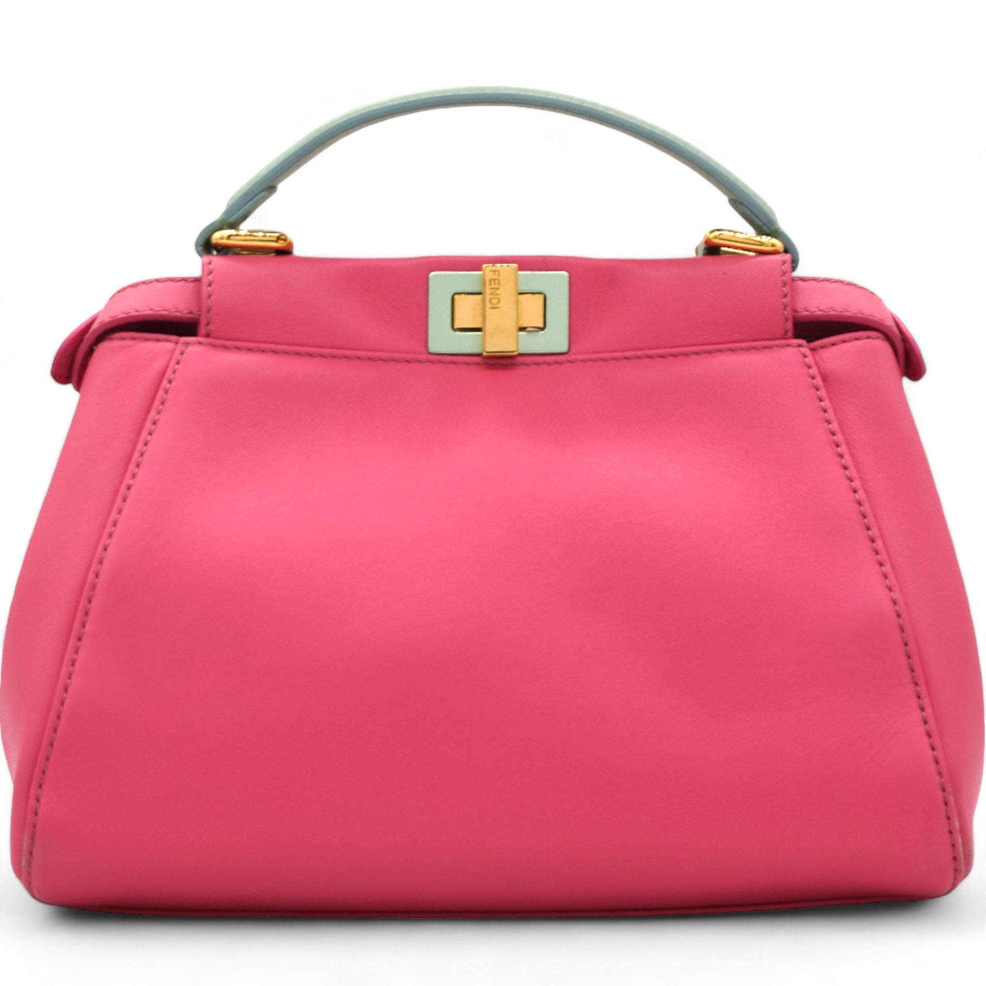 FENDI  Nappa Colorblock Mini Peekaboo Iconic Satchel Rosa Fluo Oxigen Slate 
