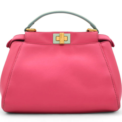FENDI  Nappa Colorblock Mini Peekaboo Iconic Satchel Rosa Fluo Oxigen Slate 