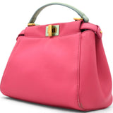 FENDI  Nappa Colorblock Mini Peekaboo Iconic Satchel Rosa Fluo Oxigen Slate 
