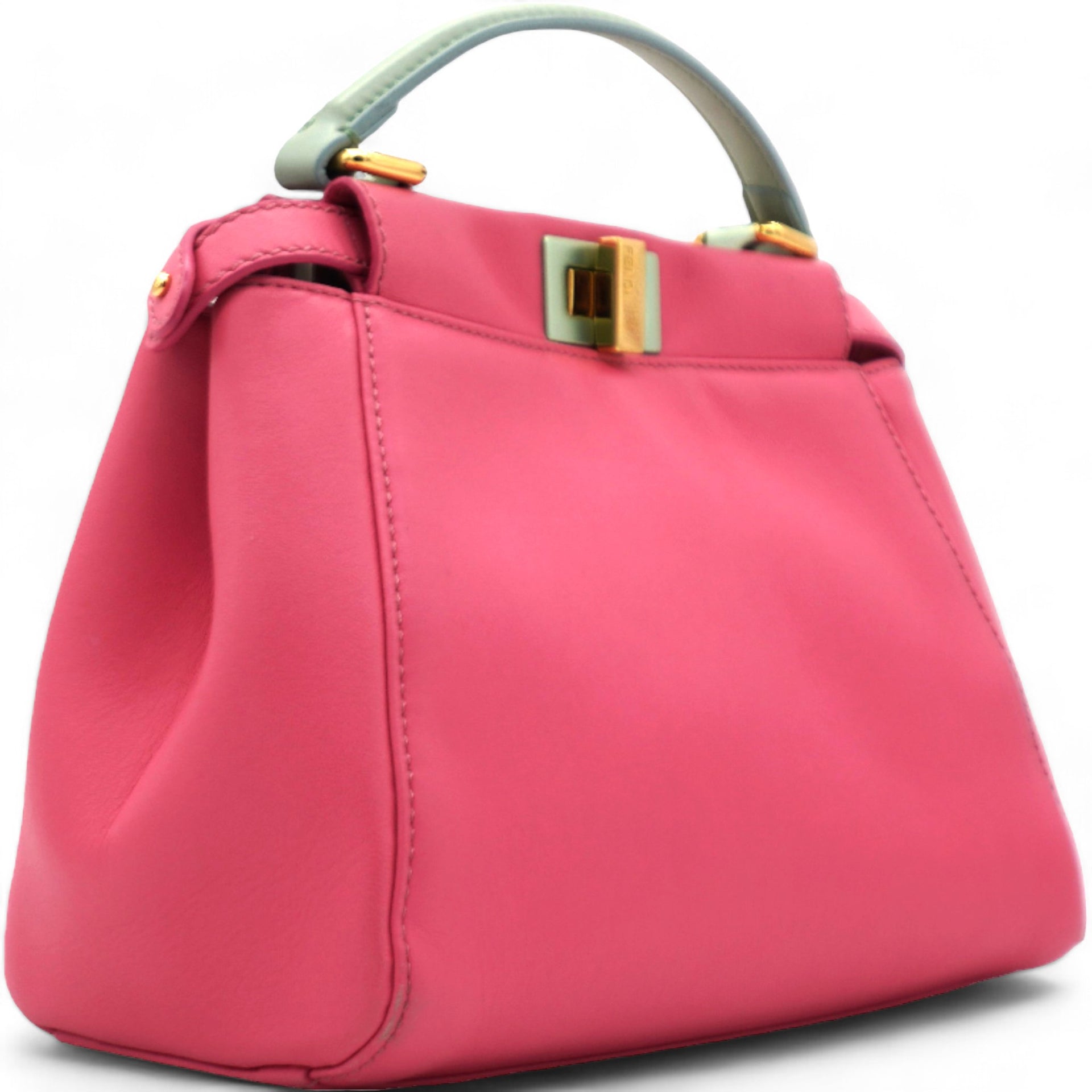 FENDI  Nappa Colorblock Mini Peekaboo Iconic Satchel Rosa Fluo Oxigen Slate 
