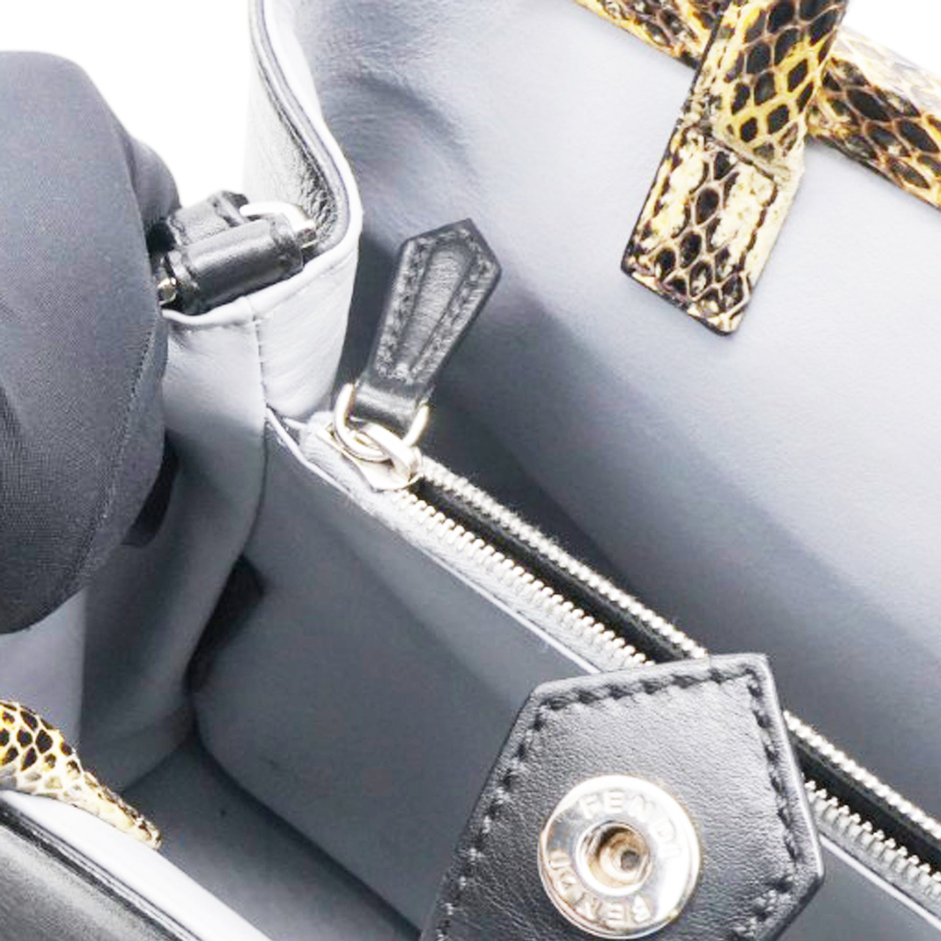 FENDI Petite 2 Jours Tote Flower Charm Black