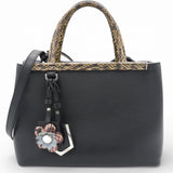 FENDI Petite 2 Jours Tote Flower Charm Black
