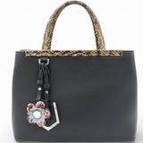FENDI Petite 2 Jours Tote Flower Charm Black