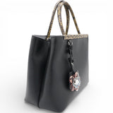 FENDI Petite 2 Jours Tote Flower Charm Black