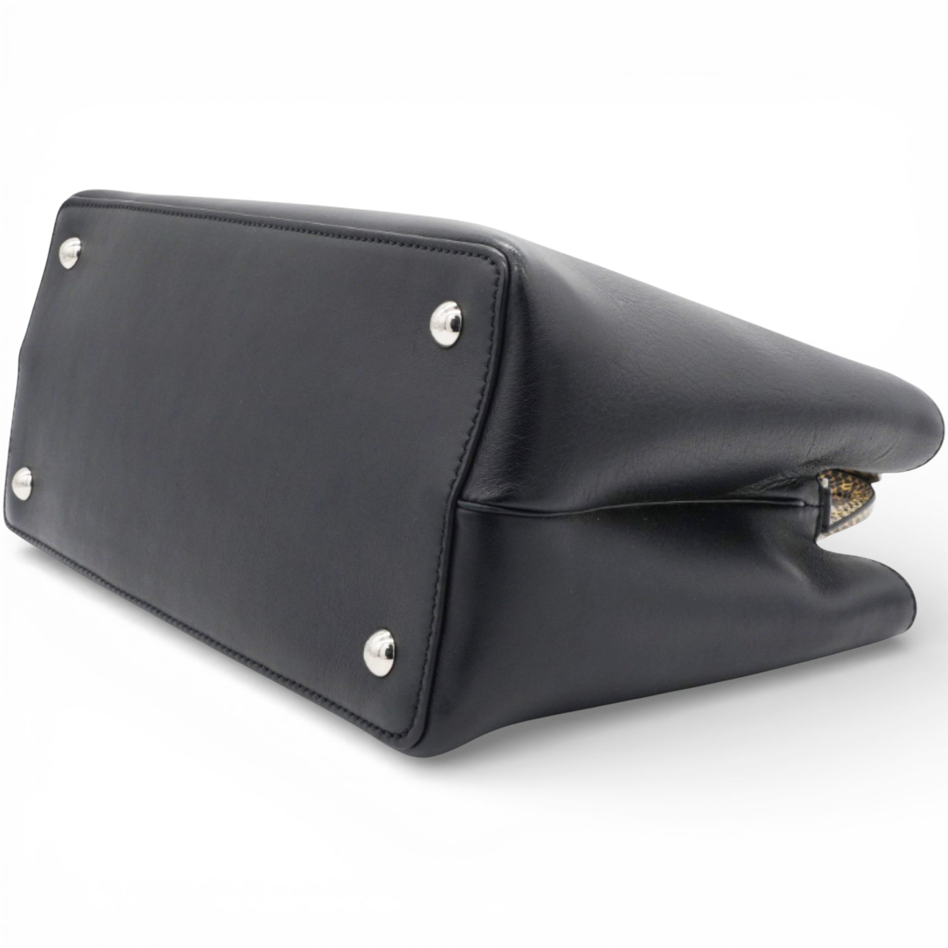 FENDI Petite 2 Jours Tote Flower Charm Black