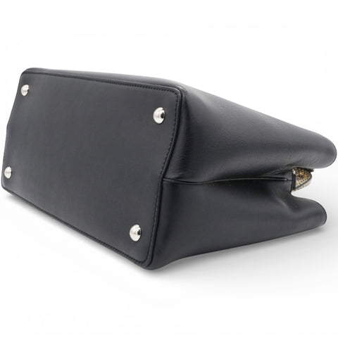 FENDI Petite 2 Jours Tote Flower Charm Black