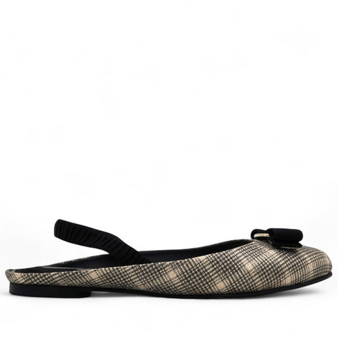 FERRAGAMO Vara Flat Casual Shoes Women's Gold Black Size6.5/37 