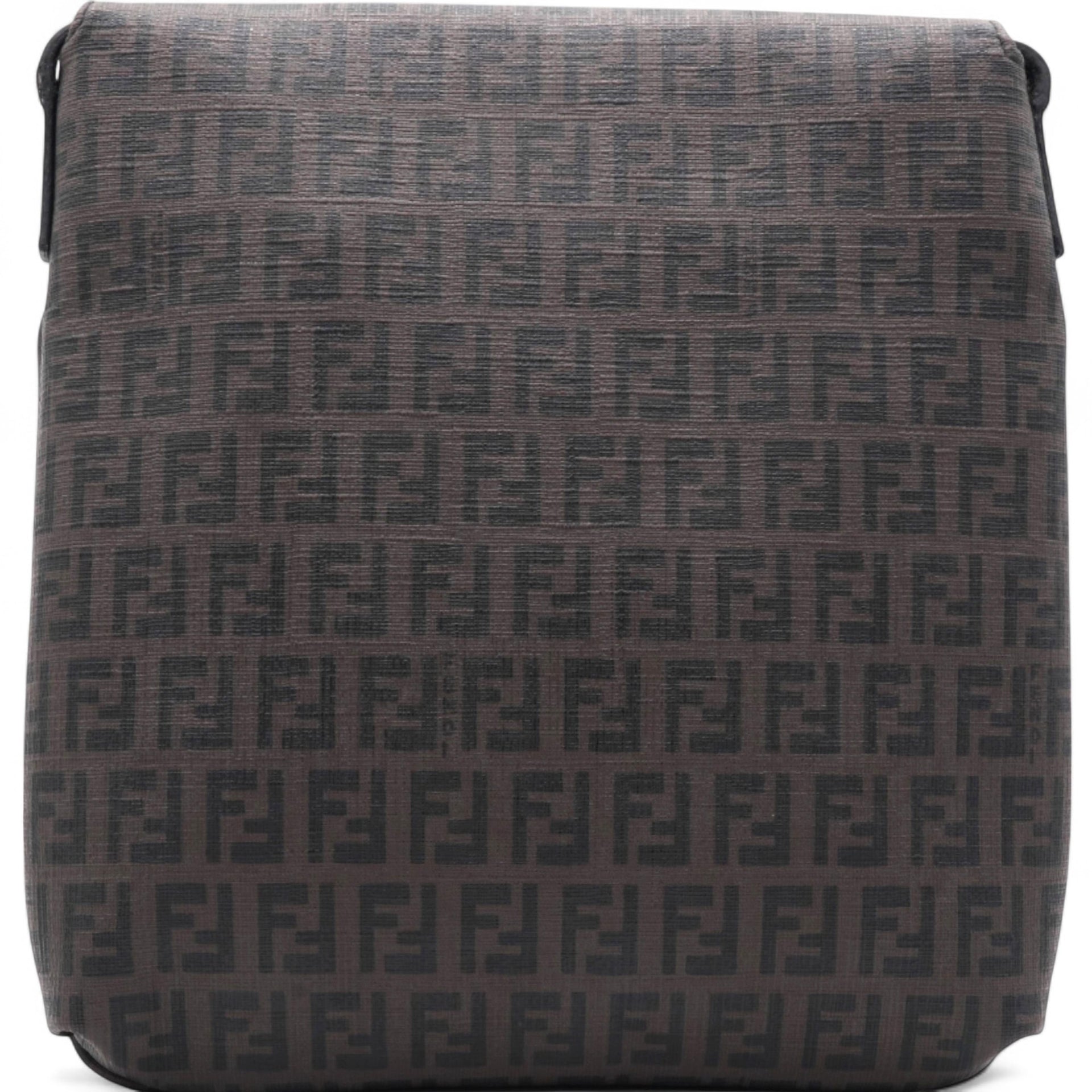 Fendi Black Zucchino Coated Canvas FF Flap Messenger Bag 