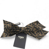 Fendi Brown Zucca Monogram Bow Hair Clip