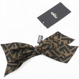 Fendi Brown Zucca Monogram Bow Hair Clip