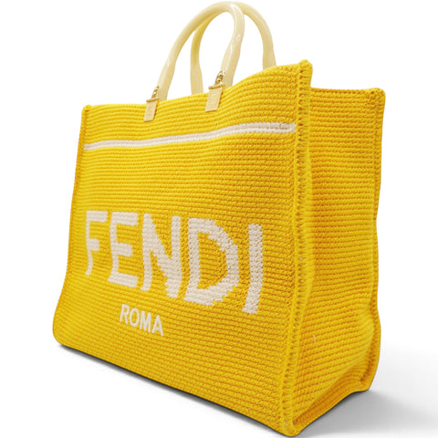 Fendi Crochet Vitello King Logo Plexiglass Fendi Sunshine Shopper Tote Mimosa Panna 