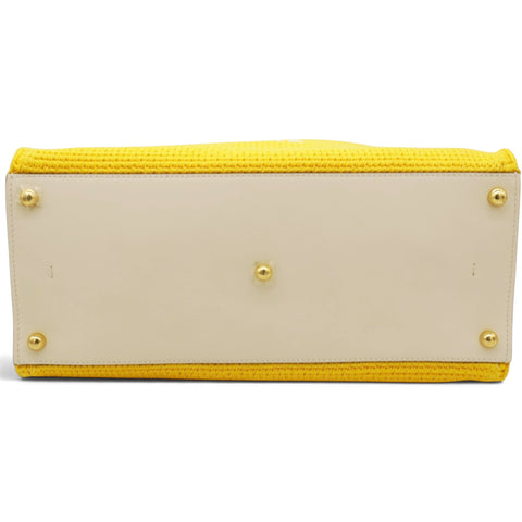 Fendi Crochet Vitello King Logo Plexiglass Fendi Sunshine Shopper Tote Mimosa Panna 