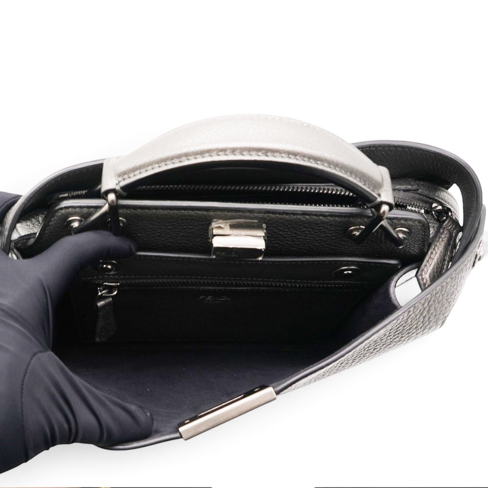 Fendi Cuoio Romano Lux Peekaboo I SEE U Satchel Graphite 