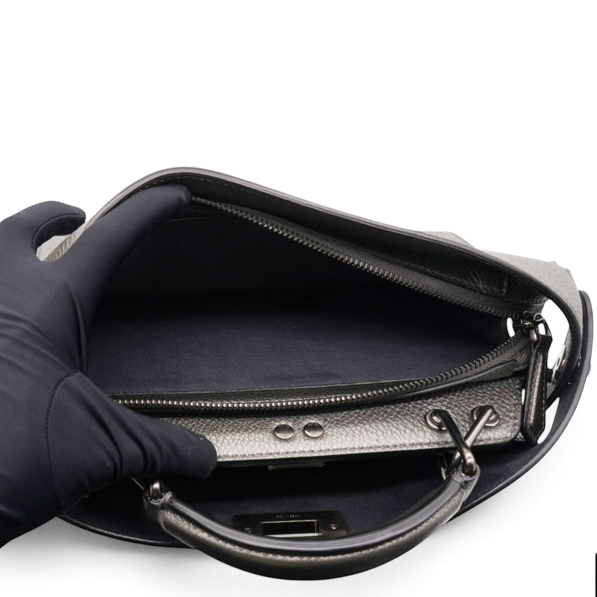 Fendi Cuoio Romano Lux Peekaboo I SEE U Satchel Graphite 
