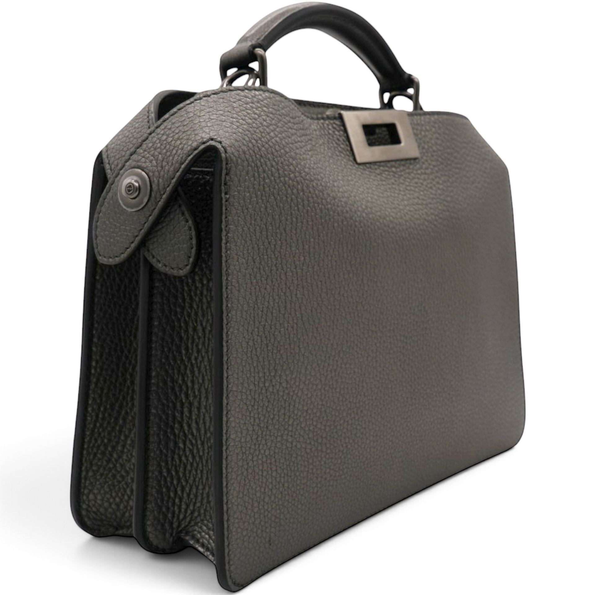 Fendi Cuoio Romano Lux Peekaboo I SEE U Satchel Graphite 