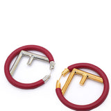 Fendi Leather Logo "F" Two Tone Hoop Earrings 