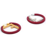 Fendi Leather Logo "F" Two Tone Hoop Earrings 