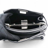 Fendi Nappa Lace Up Mini Peekaboo Iconic Satchel Black 