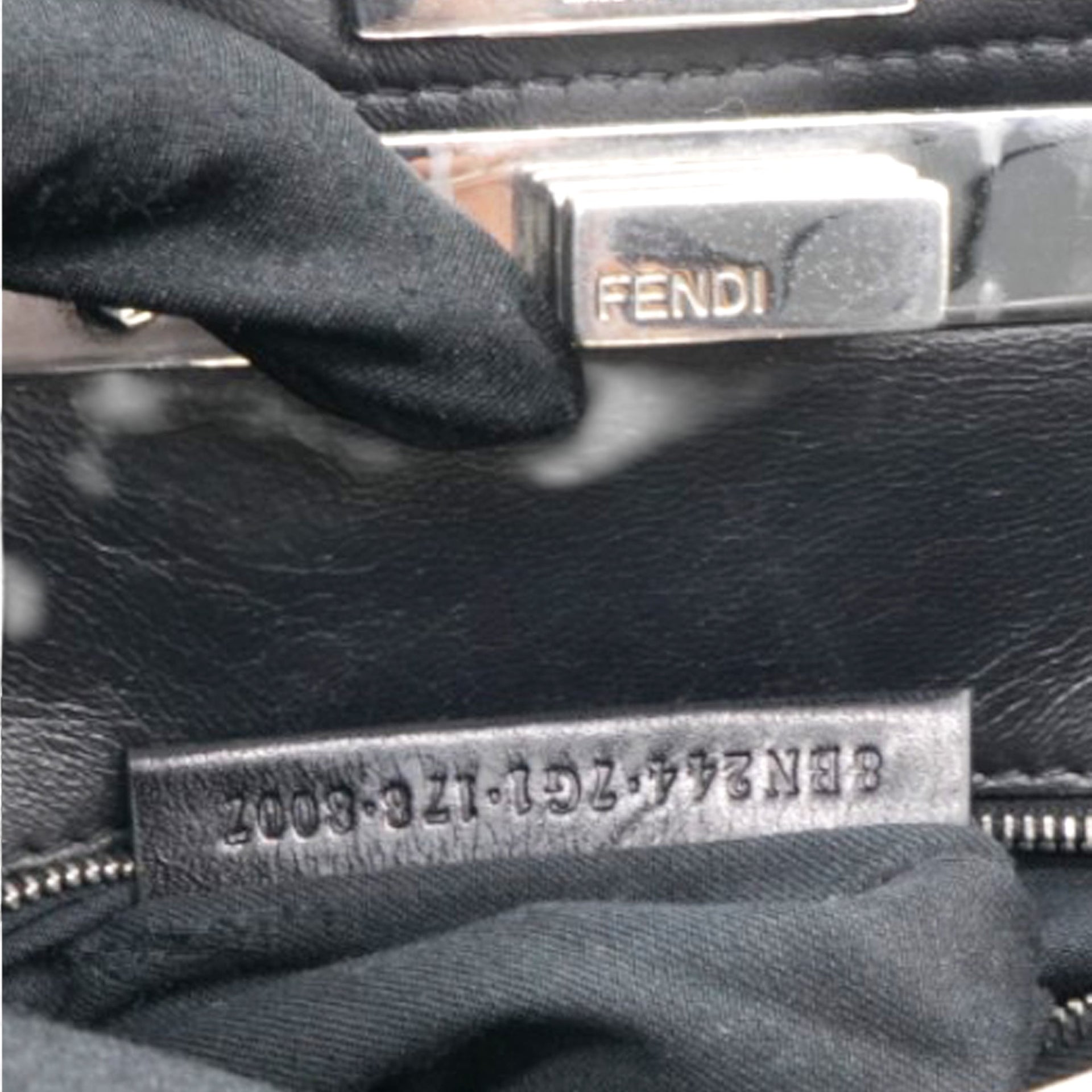 Fendi Nappa Lace Up Mini Peekaboo Iconic Satchel Black 