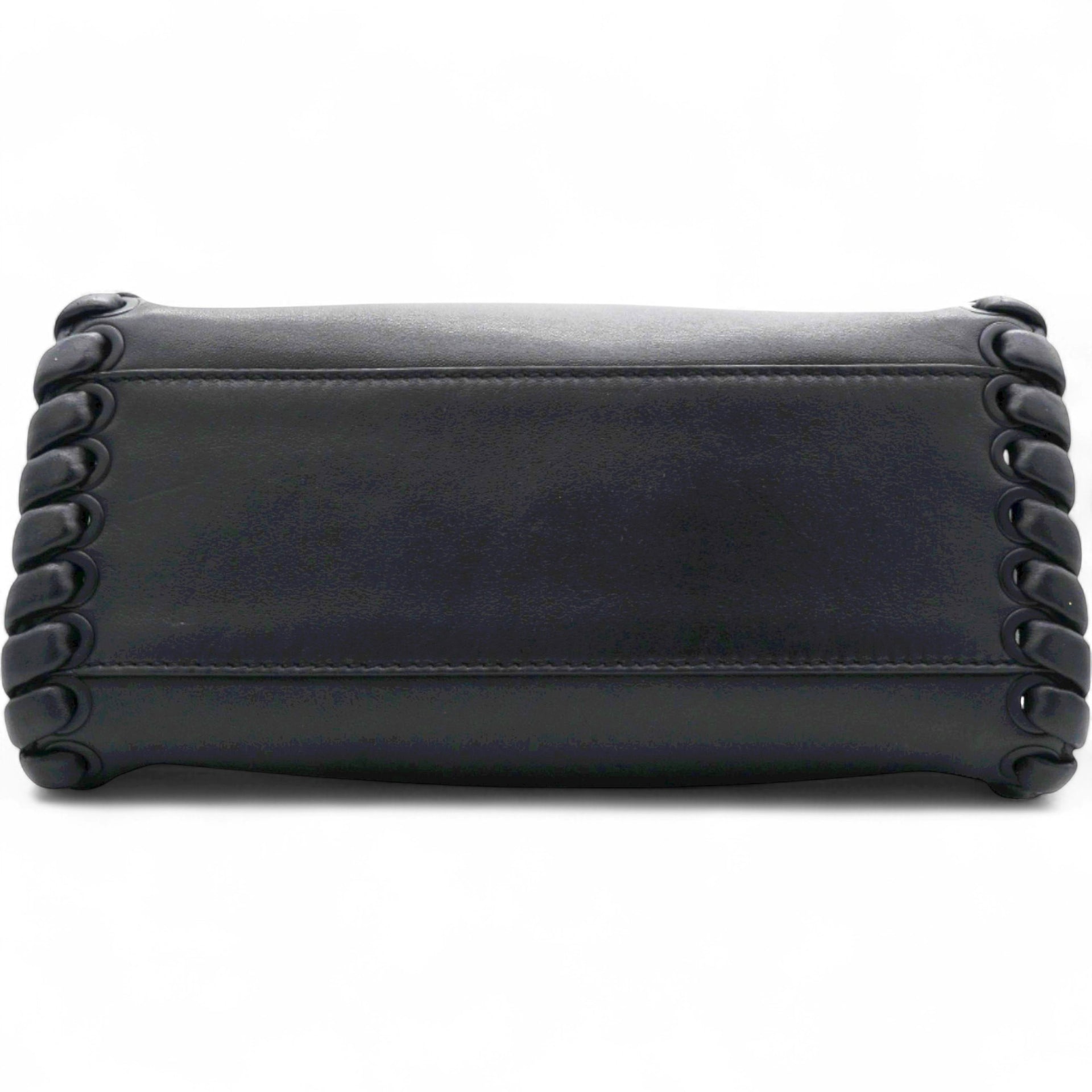 Fendi Nappa Lace Up Mini Peekaboo Iconic Satchel Black 