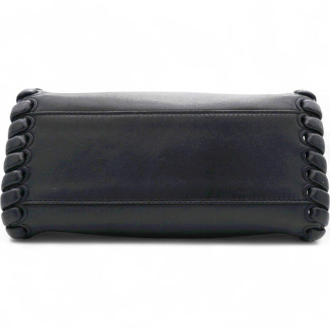 Fendi Nappa Lace Up Mini Peekaboo Iconic Satchel Black 