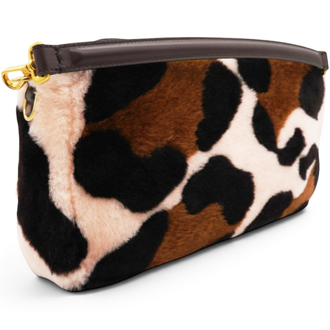 Fendi Shearling Vitello Dolce Leopard Print Large Baguette Pink Brown Multicolor 